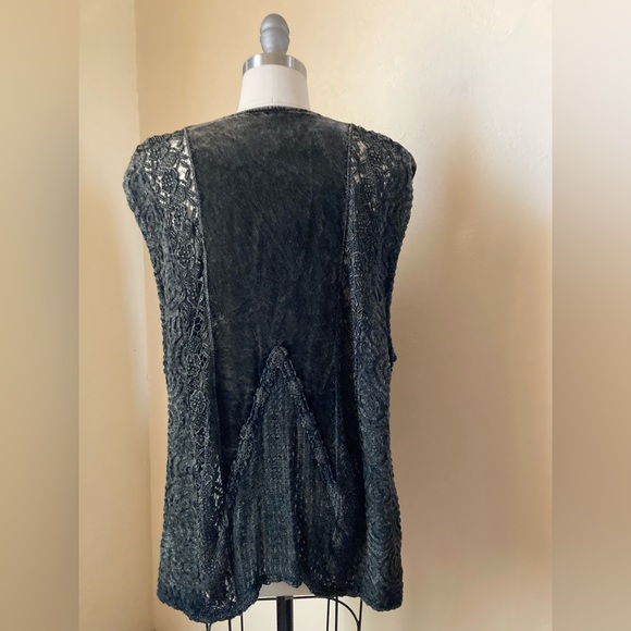 Exquisite Vintage Buccelli Lace & Burnout Velvet Vest Tunic L/XL - Picture 3 of 8
